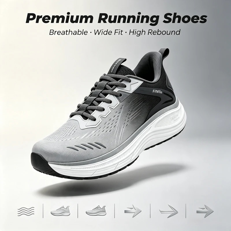 Fitville Men's Sports Sneakers - Wide Toe Box Running Sneakers review and price