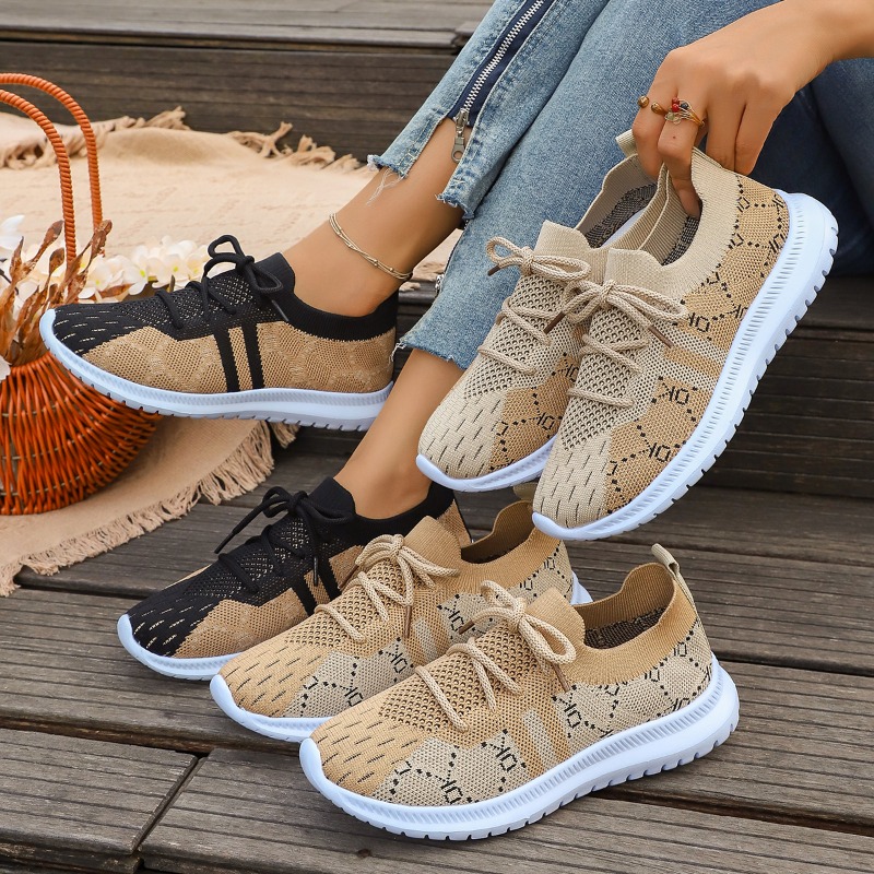 2026 New Lace Up Round Women's - Knit Fabric Lace Up Sneakers review and price